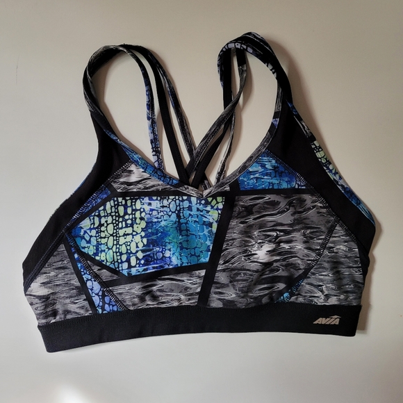 Avia Black and Blue Racerback Sports Bra - Picture 1 of 6